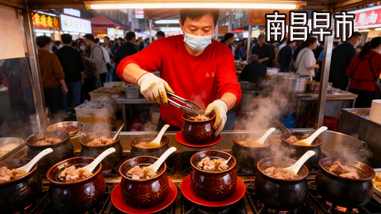 江西靈魂小吃大集合！1人民幣1个的白糖糕和南昌罩子，10人民幣的炒粉，大士院老街小吃經典一次吃个够！