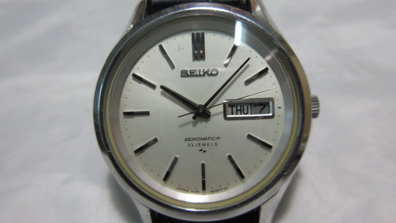 FOR SALE - VINTAGE SEIKO MATIC-P 5106-8020 AUTOMATIC 33 JEWELS JAPAN WATCH  MEN'S  - YouTube