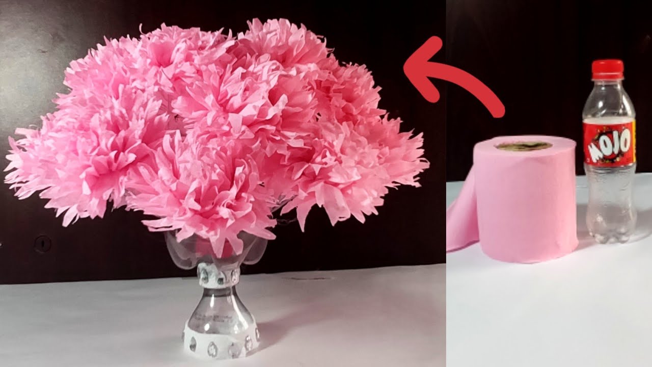 How To Make Unique Tissue Paper Flower |Tissue Paper & Waste Plastic