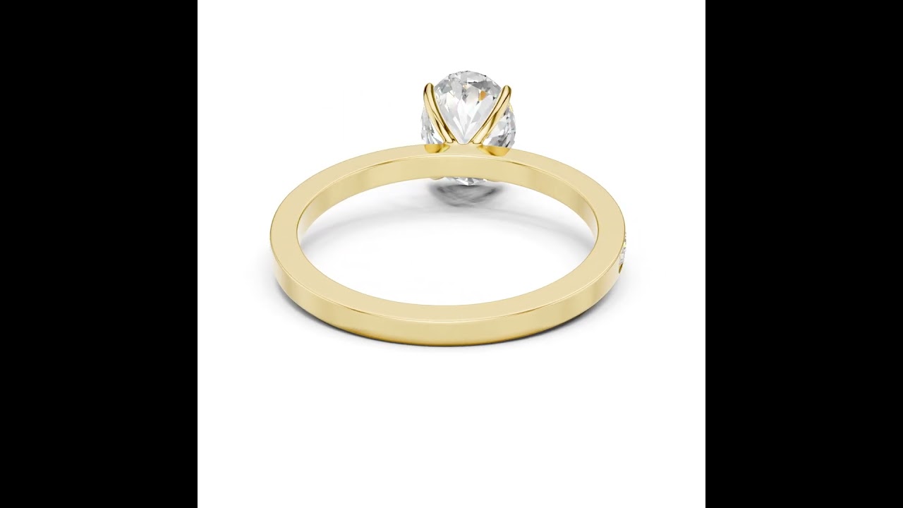 Oval Cut Diamond with Channel-Set Pavé Engagement Ring