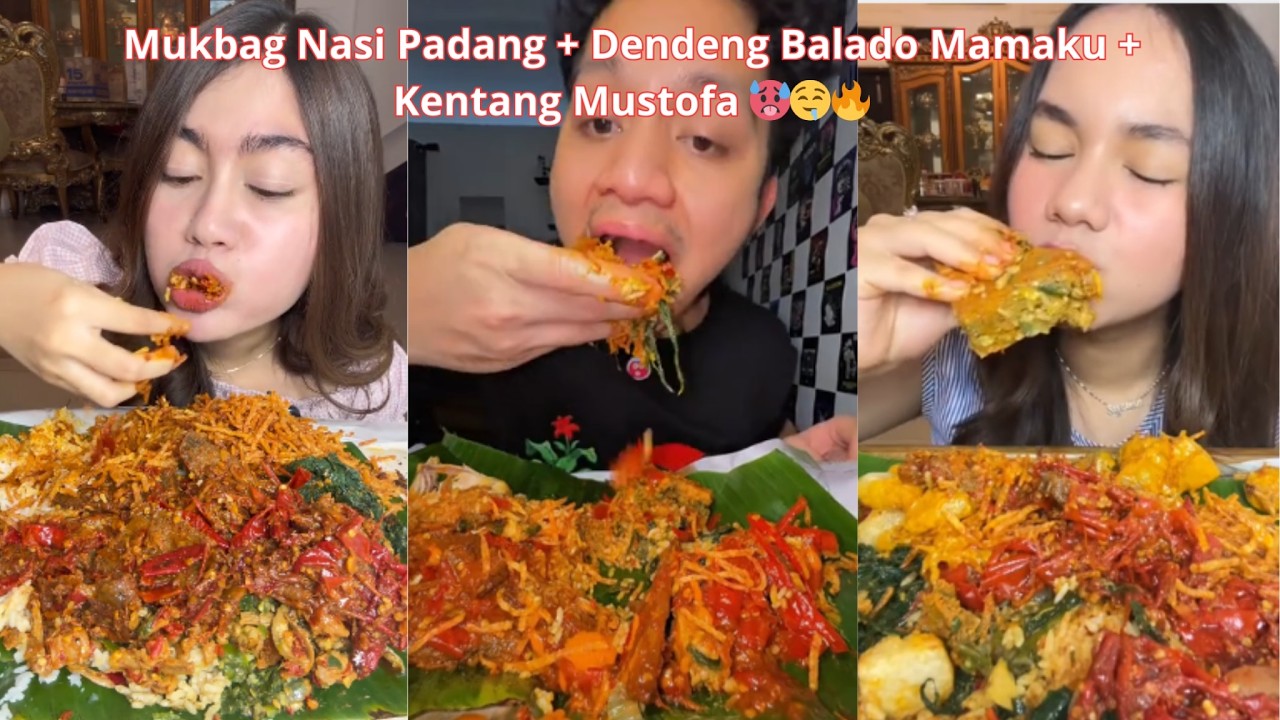 Kompilasi Mukbag Nasi Padang + Dendeng Balado Mamaku + Kentang Mustofa Enak Bangettt🤤😍🍛🥩