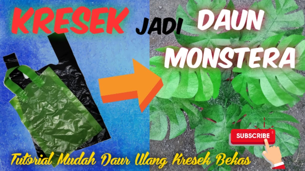  Cara  Membuat  Daun  Hias MONSTERA dari  Plastik  Kresek Mudah 