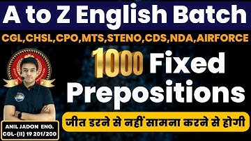 English | 1000 Fixed preposition | A to Z English Batch | BY ANIL JADON For All Exams