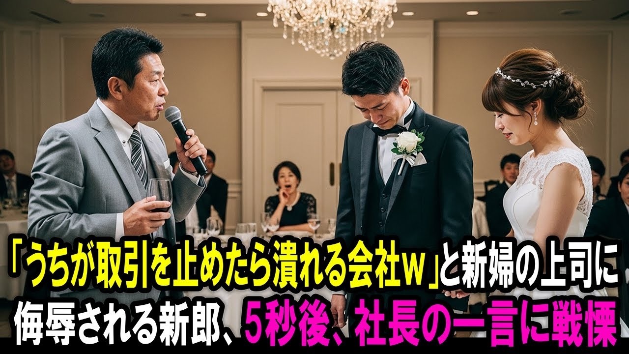 「お前の会社なんていつでも潰せるｗ」と新婦の上司に侮辱される新郎。5秒後社長の一言に会場が凍り付いた。