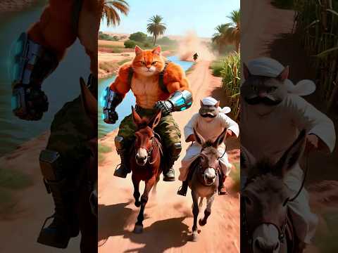 القط مياو وشيخ البلد يركبوا الحمير في قلب الصعيد ويطاردوا التمساح الشرير Shorts Cat Ai