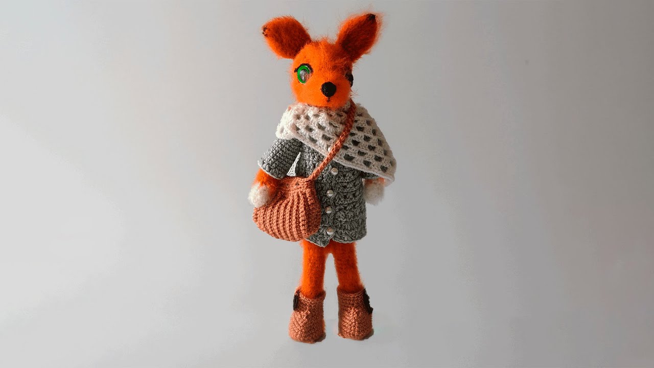 Fox crochet with clothes Лисичка с одеждой крючком 