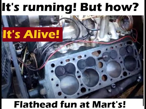 Ford flathead trick. It's running with only one head! Watch the valves and pistons!
