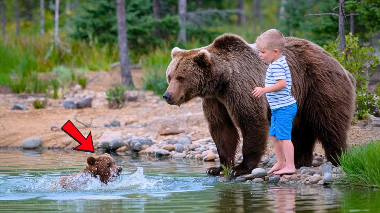 Pregnant Mother Bear Begs this Human Baby to save her cub from drowning ...