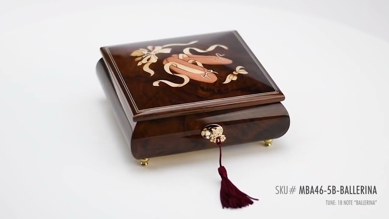 MBA465BBALLERINA Handcrafted 18 Note Ballet Pointe Shoes Inlay