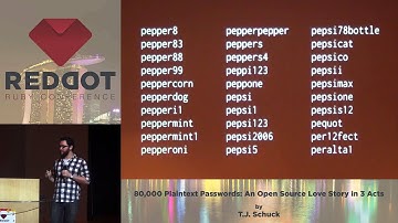 RedDotRuby 2014 -  80,000 Plaintext Passwords: An Open Source Love Story in 3 Acts by T.j. Schuck