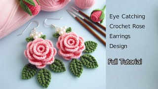 Crochet Rose Flowers Earring Very Easy For Beginners_узор сережек розuzor serezhek roz