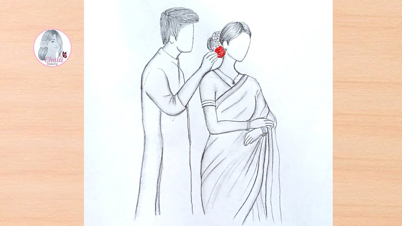 How to draw Cute Bengali Couple -Pencil sketch 
