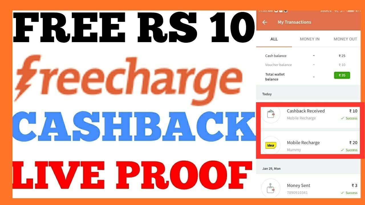 RS 10 Cashback on RS 20 Recharge | New freecharge offer 2018 I Lates Freecharge offer today