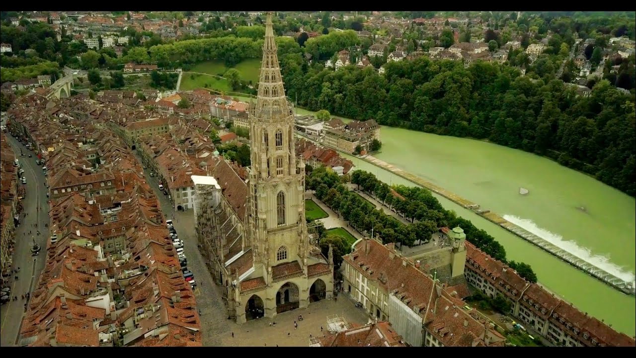 4K Drone video of beautiful Bern, Switzerland.