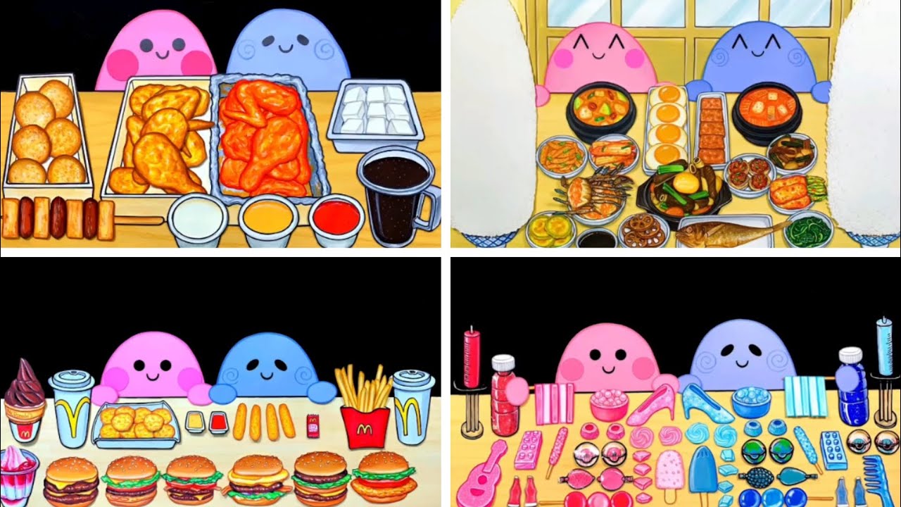 ~~ Douyin (Tiktok Trung Quốc) || Mukbang Cartoon ~ Mukbang Hoạt Hình 🍓🥯🍟🌯🍥🍱
