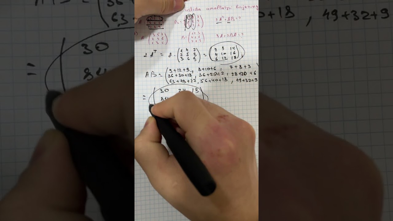 Matritsalar ustida amallar 1-semestr Yakuniy Baza | Oliy Matematika