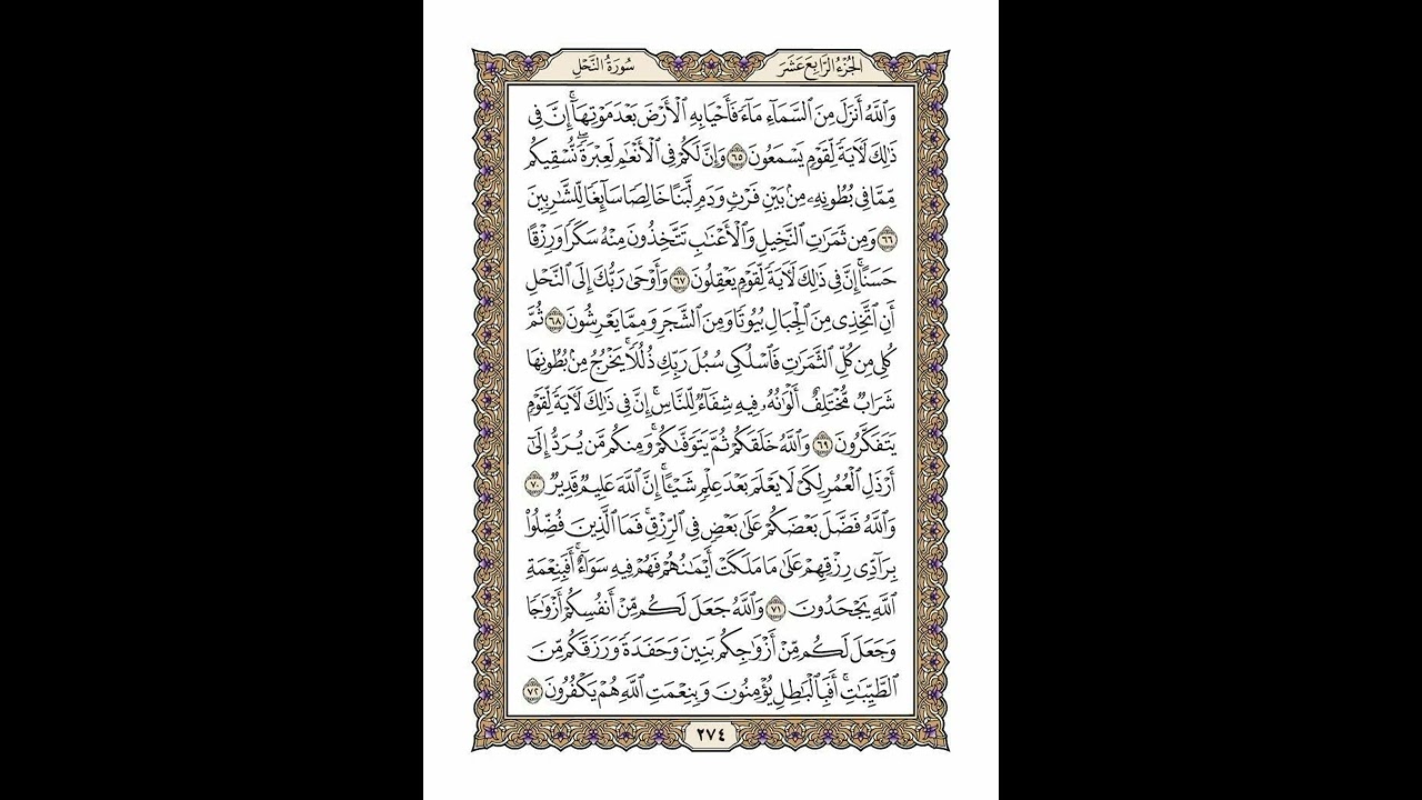 الوجه 274 من القرآن مكرر ١٠ مرات مع الآيات | سورة النحل | الشيخ خليفة الطنيجي