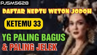 Daftar Neptu Weton Jodoh Ketemu 33 Yg Paling Bagus & Paling Jelek | PJSMS628