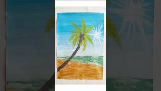 Easy beach painting Step by Step #paintingtutorial #BeachPainting #shorts