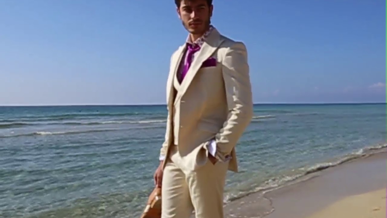 Beige satin cotton tailored fit italian fashion groom suit Model 2814 Ottavio Nuccio Gala