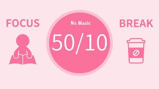 50/10 Pomodoro Timer, No Music (Bell Only) 🌿 4-Hour Aesthetic Study with Me 🌹 Rose Pink screenshot 3