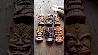 Oil finishing my hand carved Tiki masks. 🌿