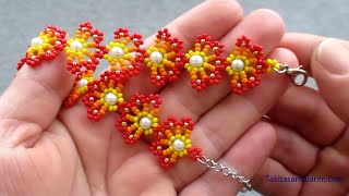 YARIM ÇİÇEKLİ ŞIK VE KULLANIŞLI BONCUK BİLEKLİK YAPILIŞI / FLORAL BEAD BRACELET MAKING