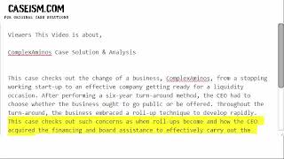 ComplexAminos Case Solution & Analysis- Caseism.com