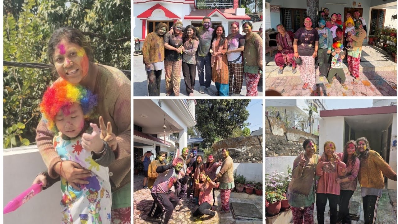 Holi vibes with family # full of dhamal colours food/enjoy every moment # happy holi to all 