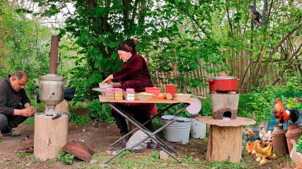Cooking In Nature Heart-warming, delicious bean soup - Relaxing video of cooking in ...