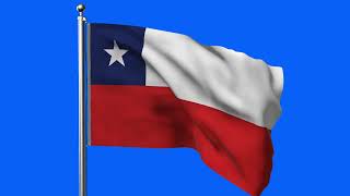 CHILE FLAG ANIMATION GREEN SCREEN (4K LOOP VIDEO)