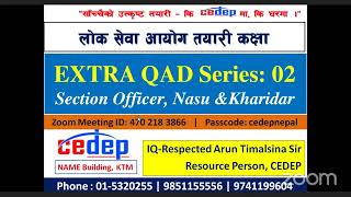 QAD series model exam set 2, section officer Adhikrit, Naasu, kharidar first paper GK IQ feedback