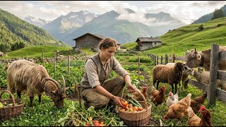 Peaceful Swiss Farm Morning ASMR - Slow Rural Life with Cows, Chickens & Crops