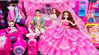 23 Minutes Satisfying Unboxing Barbie Pink Princess Gown, Royal Bed & Baby Care Toys ASMR