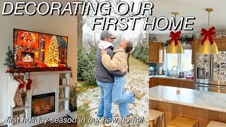 DECORATING FOR CHRISTMAS 2023 | + get our Christmas tree with us! *first holiday in new home