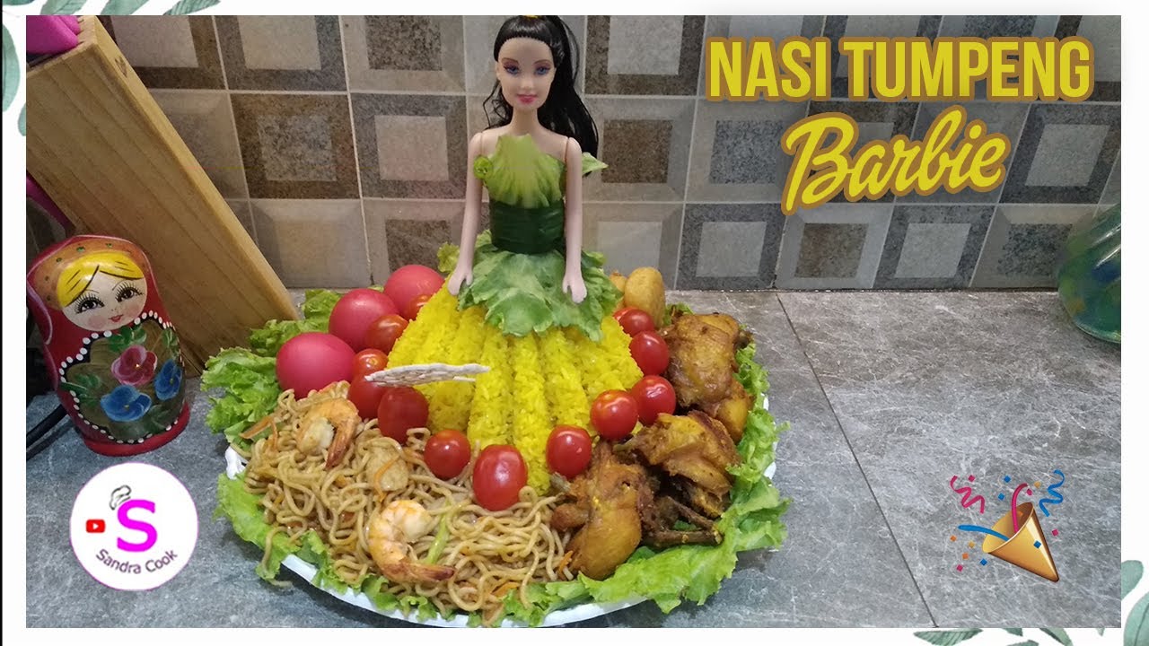  CARA  MEMBUAT NASI  TUMPENG BARBIE  IDE ULANG  TAHUN  ANAK 