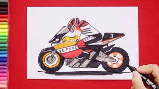 How to draw MotoGP bike rider