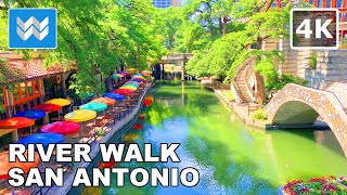 [4K] River Walk in San Antonio Texas USA  Virtual Walking Tour & Travel Guide  Binaural City Sound