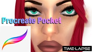 First Time Trying Procreate Pocket Version, Time-Lapse, Digital Art