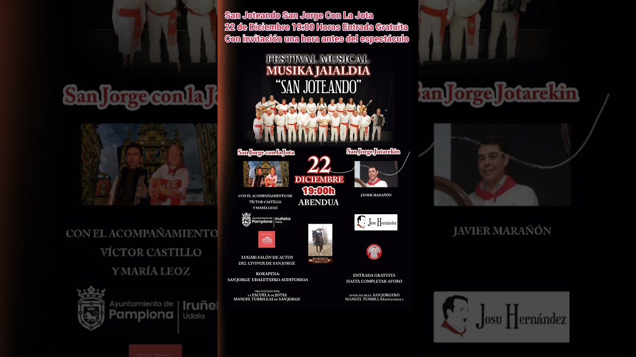 Día 22 de Diciembre 19:00 Horas Civivox San Jorge #musica #jotas #josuhernandez #acordeon #folklore