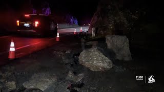 Hwy 41 reopens after rockslide causes multi-car crash
