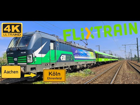 【4K】RTB CARGO Testfahrt mit FlixTrain Aachen nach Köln Ehrenfeld über Stolberg,Düren, Horrem