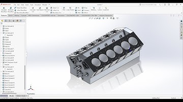 V12 Engine Easy Tutorial SolidWorks Ep 9/40 (Cylinder block final Part ) (Eng/Tur/Rus/Kaz subs)