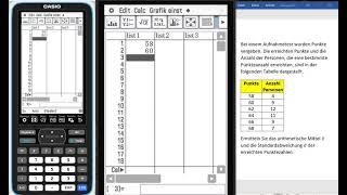 Berechnung von Mittelwert und Standardabweichung mit dem Casio Classpad II