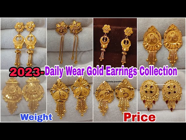 Latest Gold Earrings Designs 2023  Earrings Gold  Earrings Design With  Price  YouTube