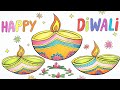 Easy Diwali Drawing 🪔 | Step by step Diwali drawing | How to Draw Diwali Scenery Step by Step