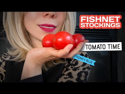 Feet fishnet stockings crushing tomatoes | ASMR & CRUSHING
