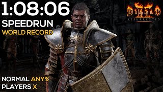 NORMAL PALADIN SPEEDRUN  WORLD RECORD | 1:08:06 IGT | 1:09:21 RTA | DIABLO 2 RESURRECTED