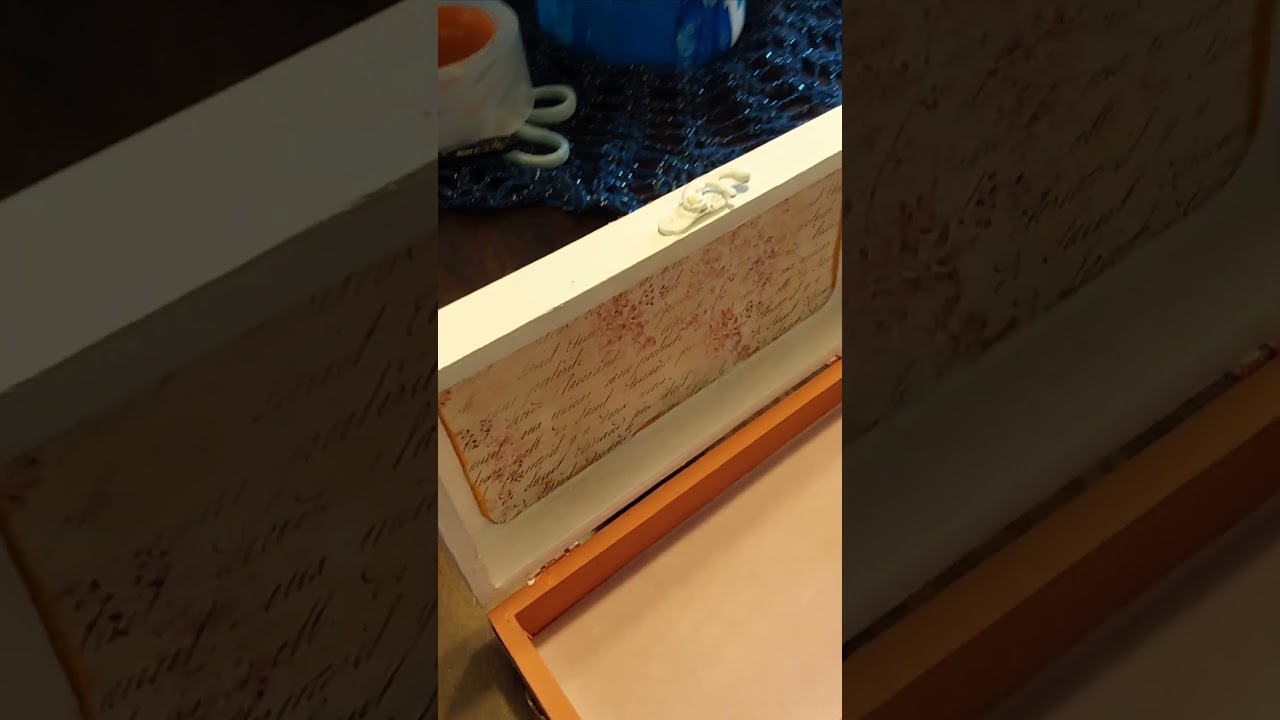 Altered Shabby Chic Box-Salmon & Gold Leaf. Handcrafted gift idea. Keepsake box.