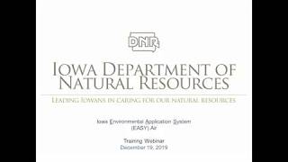 EASYAir Training Webinar, Part 1: Background, Iowa DNR